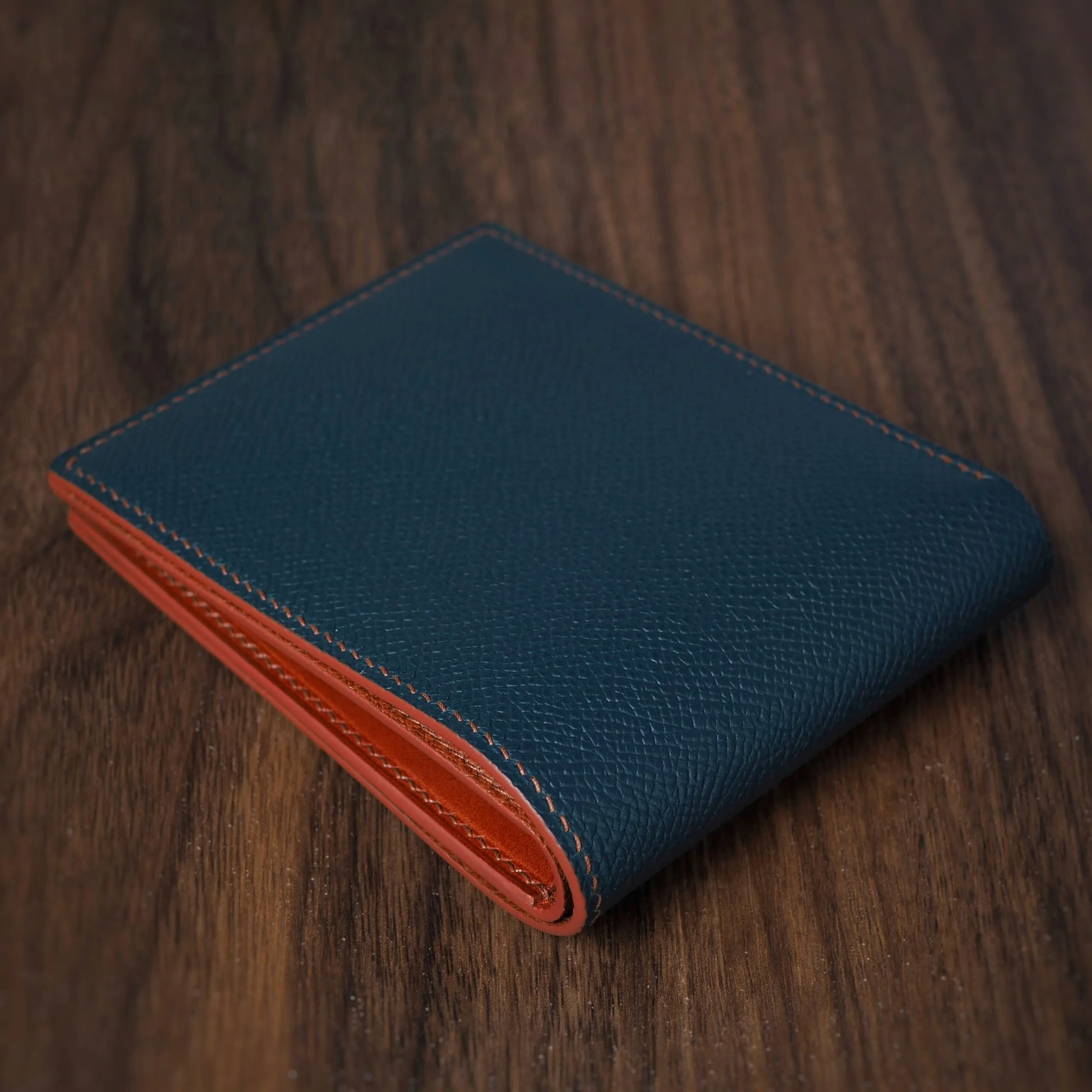 Custom hand sewn leather wallet bifold hand painted in bold colors